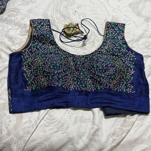 Embroidered Blue and Green Blouse